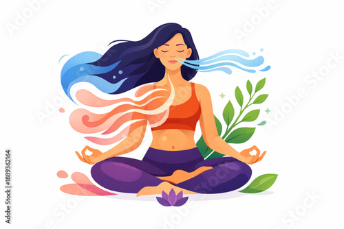 Woman Practicing Yoga with Flowing Forms