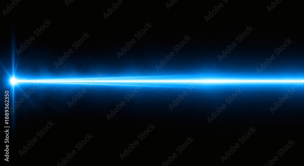 Obraz premium Vibrant Blue Light Beam Radiating from a Bright Source Against a Dark Background
