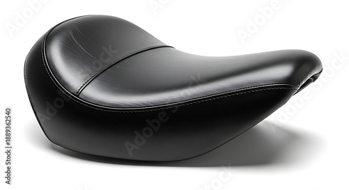 Black Leather Motorcycle Solo Seat Isolated on White Background