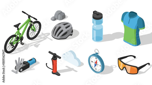 Essential isometric cycling gear: bike, clothing, and tools for outdoor adventures