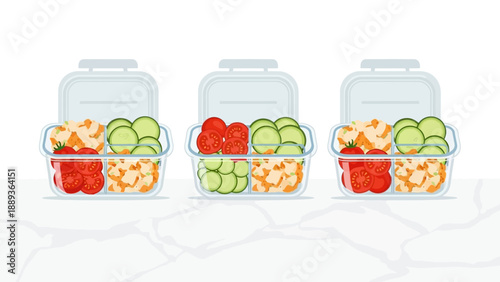 Healthy meal prep with chicken and vegetables containers for balanced diet