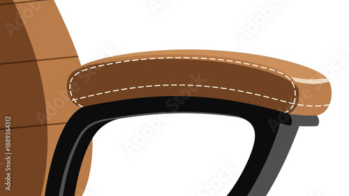 Modern office chair armrest with brown cushion and black frame