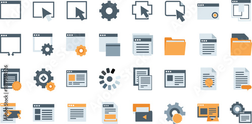 Modern web and software development icons for business and technology