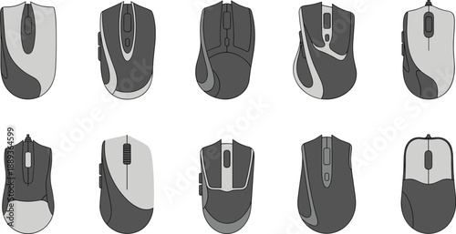 Variety of modern computer mice in sleek designs and colors