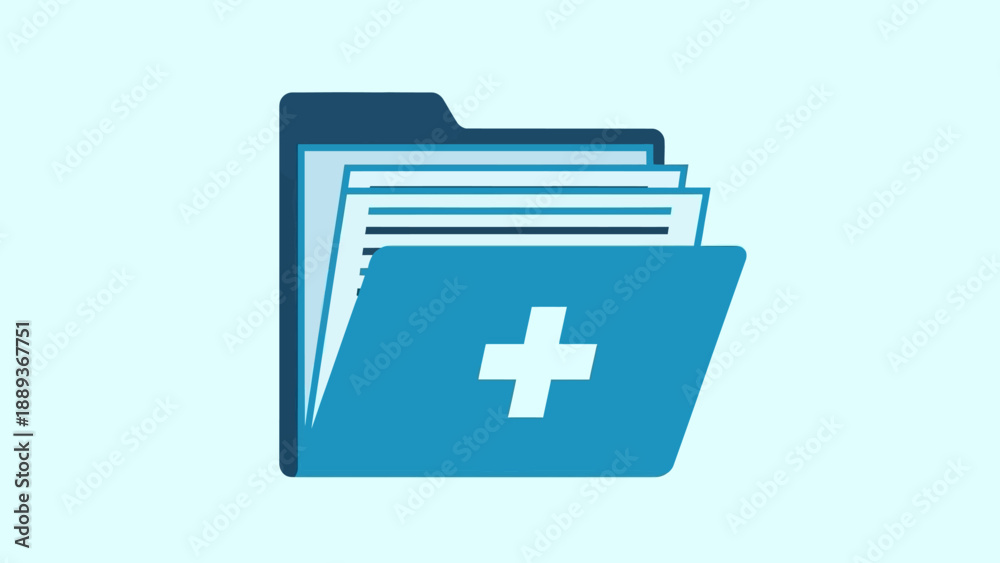 Fototapeta premium Digital healthcare folder with medical cross symbol on light background