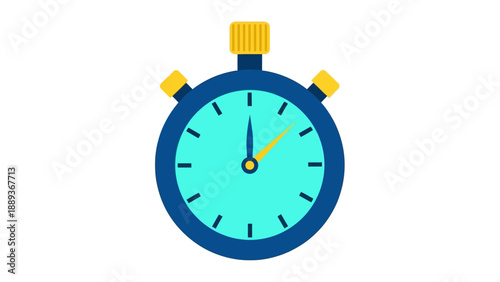 Vibrant stopwatch on white background with minimalist flat design