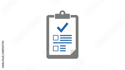 Checklist icon with blue check mark on clipboard for organization and planning