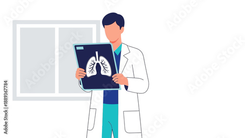 Doctor analyzing x-ray of lungs in modern medical setting