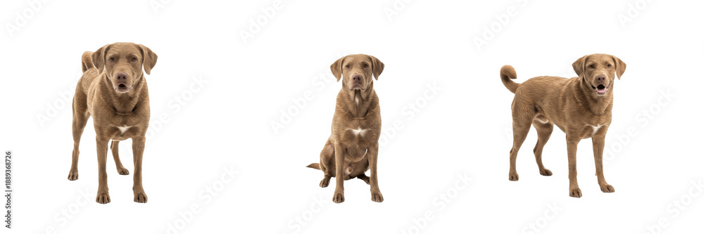 Obraz premium Chesapeake Bay Retriever dog isolated on white background, Chesea Dog, ChesBay Retriever, CBR Dog, Chesapeake Retriever, チェサピーク・ベイ・レトリーバー, Chesapeake Retriever Dog