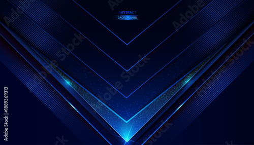 Modern blue abstract background with glowing lines and chevron shapes