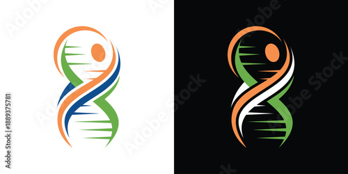 human body DNA genetic logo design vector