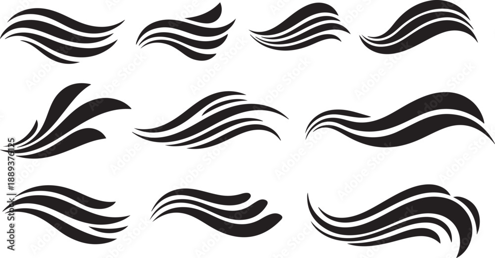 Fototapeta premium Black and white abstract wave design elements collection