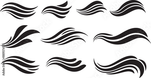 Black and white abstract wave design elements collection