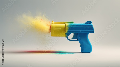 Pichkari spraying colorful gulal during Holi festival in India