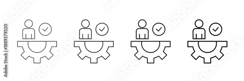 Human Resources Management Icons Vector Set In Different Stroke Line Style