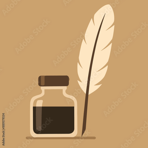 Ink Bottle and Quill Duo