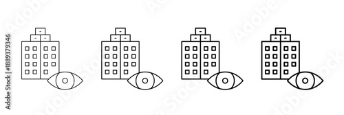 Company Vision Icons Vector Set In Different Stroke Line Style