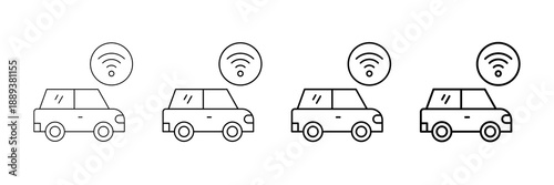 Autonomous Vehicle Icons Vector Set In Different Stroke Line Style
