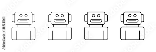 Robotics Icons Vector Set In Different Stroke Line Style