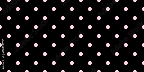 Vibrant pink polka dot pattern on a black background. Trendy aesthetic dots texture for alternative girl fashion, edgy wallpaper, and creative textile design.