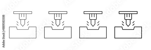 Metal Fabrication Icons Vector Set In Different Stroke Line Style