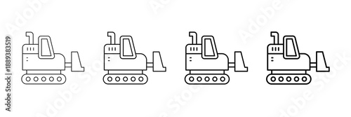 Heavy Machinery Icons Vector Set In Different Stroke Line Style