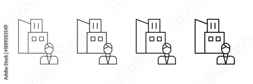 Industrial Engineer Icons Vector Set In Different Stroke Line Style