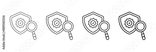 Quality Control Icons Vector Set In Different Stroke Line Style