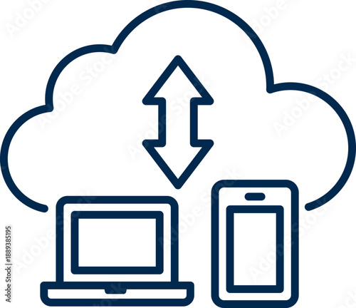 Cloud Computing and IT Infrastructure Line Icon
