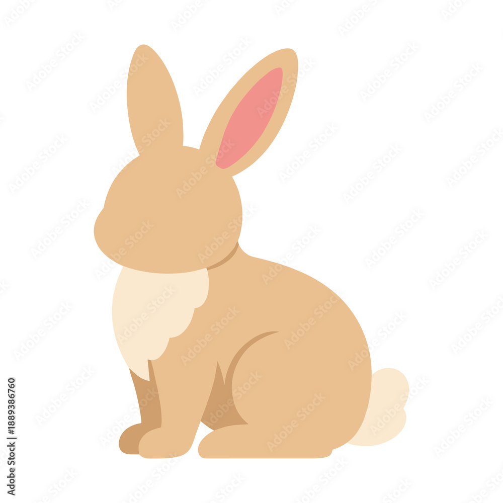 Obraz premium Sitting brown rabbit flat vector illustration