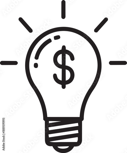 Light Bulb with Dollar Symbol Icon, Financial Idea and Innovation Concept, Money Investment, Business Strategy, Startup and Economic Growth Vector Illustration