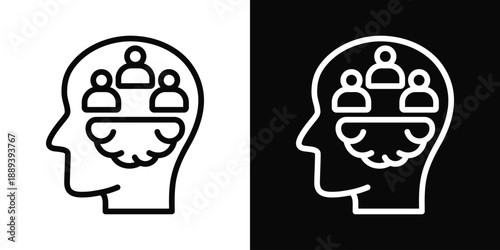 Psychology Icon White And Black Background Style