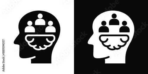 Psychology Icon White And Black Background Style