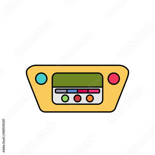 Retro Radio Control Panel Icon Representing Audio Broadcasting and Media Technology