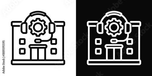 Service Center Icon White And Black Background Style