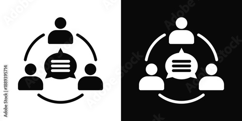 Communication Icon White And Black Background Style