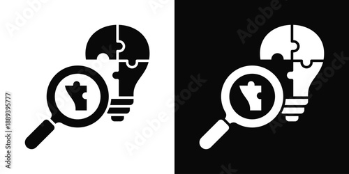 Problem Solving Icon White And Black Background Style