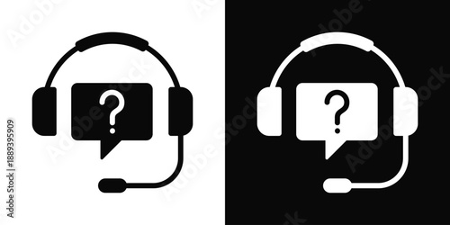 Customer Service Icon White And Black Background Style