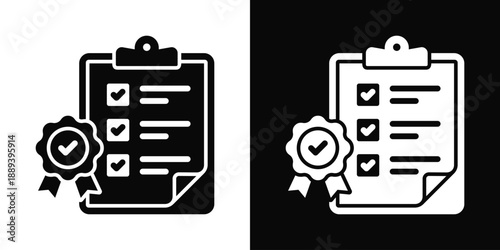 Quality Icon White And Black Background Style