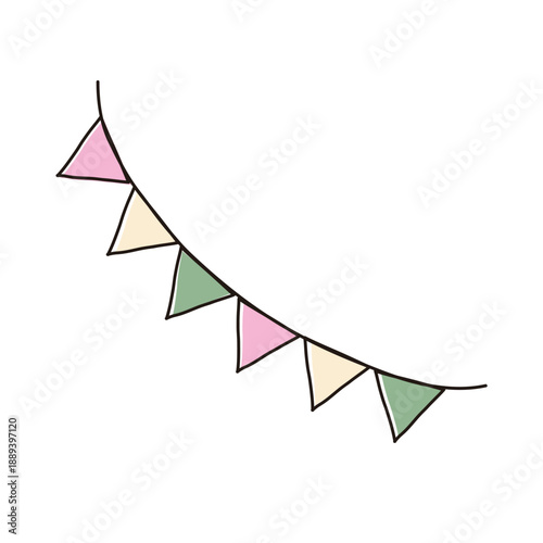 春カラーのガーランドのイラスト