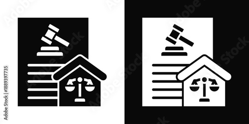 Real Estate Law Icon White And Black Background Style