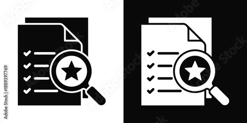 Document Review Icon White And Black Background Style