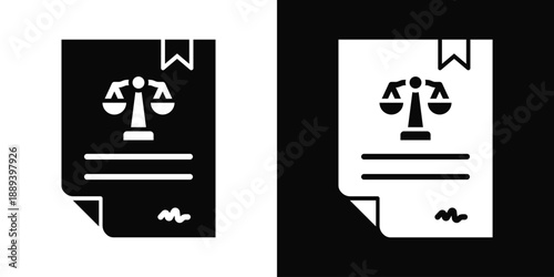 Power Of Attorney  Icon White And Black Background Style