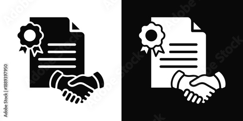 Legal Agreement Icon White And Black Background Style
