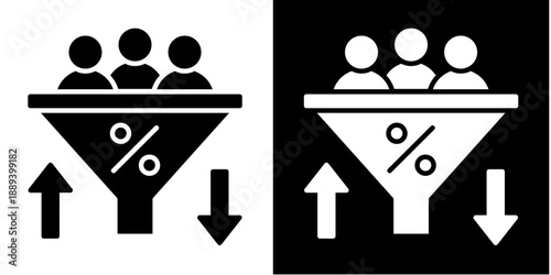 Conversion Rate Icon Set White Glyph Style Collection