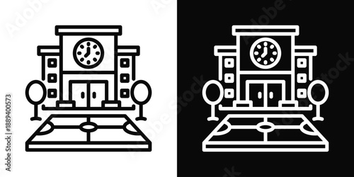 Schoolyard Icon White And Black Background Style