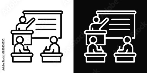 Classroom Icon White And Black Background Style