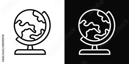 Geography Icon White And Black Background Style