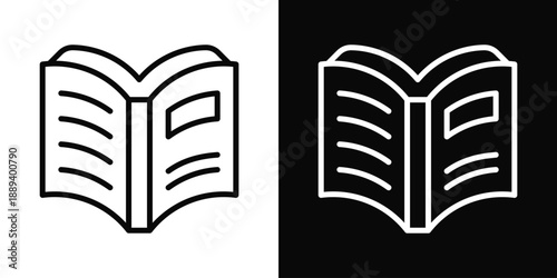 Textbook Icon White And Black Background Style