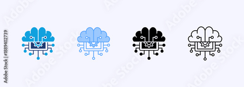 Artificial Intelligence Icon Set Multiple Style Collection